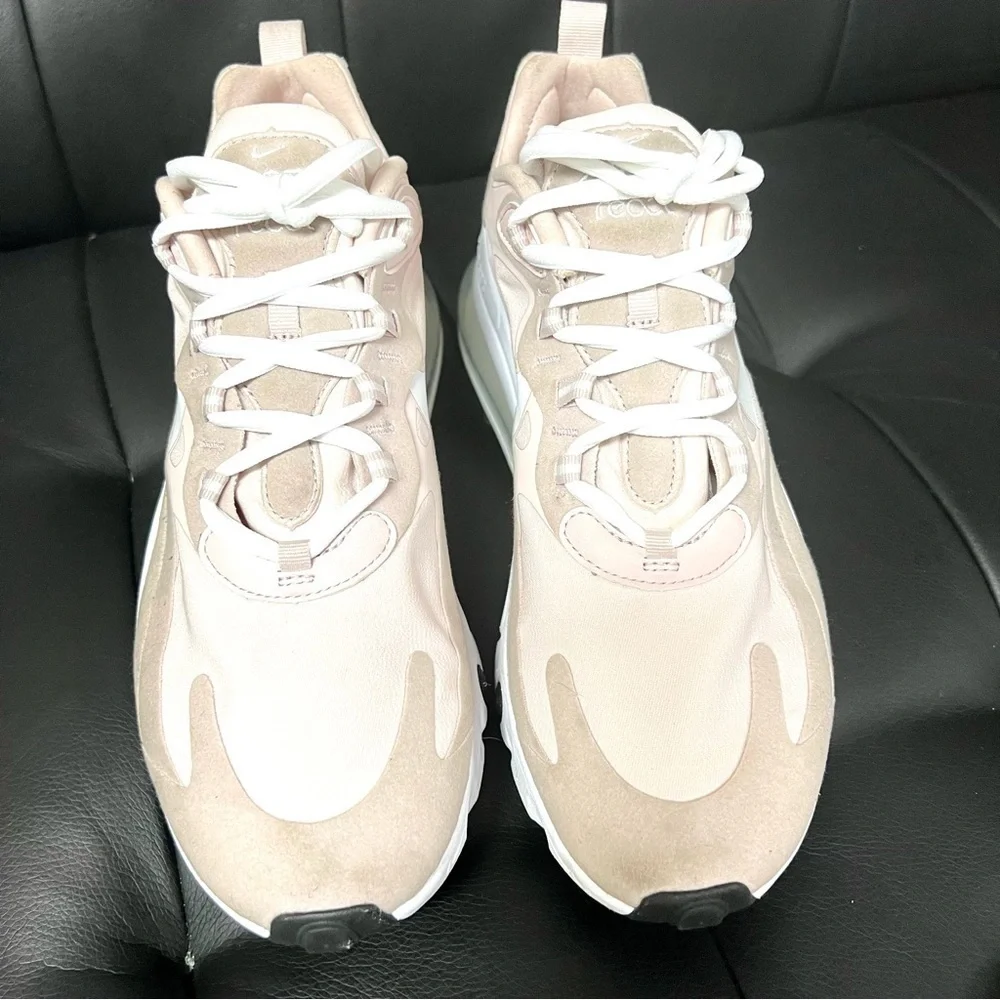 Nike Air Max 270 React Womens Barely Rose White Black size 11